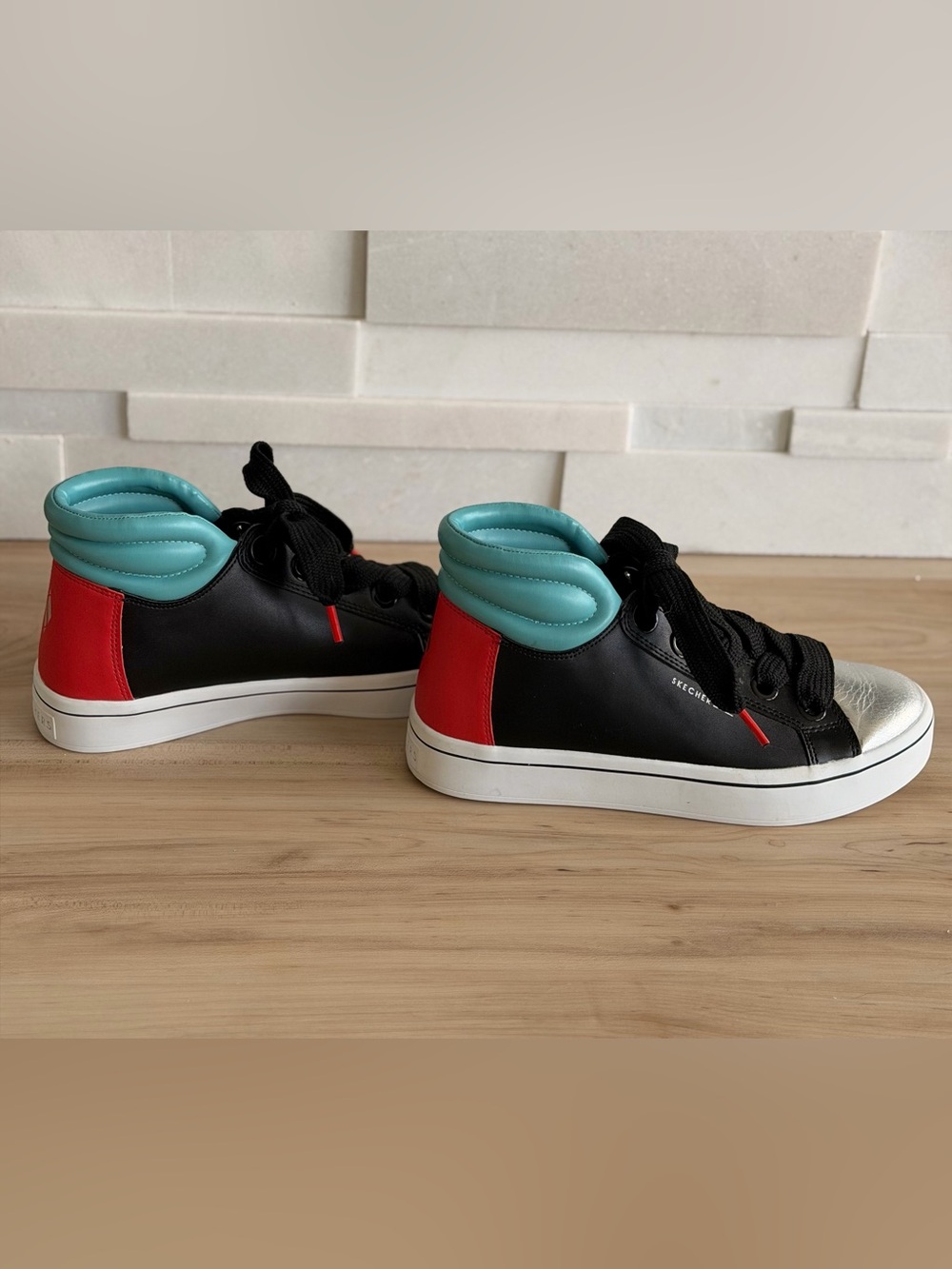 Skechers Black Red Teal High-Top Sneakers